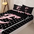 thumbnail image 3 of Manfei Personalized Monogrammed Gifts Zipper Full Size Comforter Sets with Fitted Sheet and 2 Pillowcases,Kawaii Bowknot Alphabet E Zipper Bedding Set,Black Reversible,4-Piece, 3 of 7