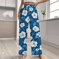 thumbnail image 2 of Black with White Hibiscus Hawaiian Flower Pattern Pajama Pants Loose Pajamas Female Breathable Home Trousers Leisure Sleeping Pants Large Size, 2 of 6