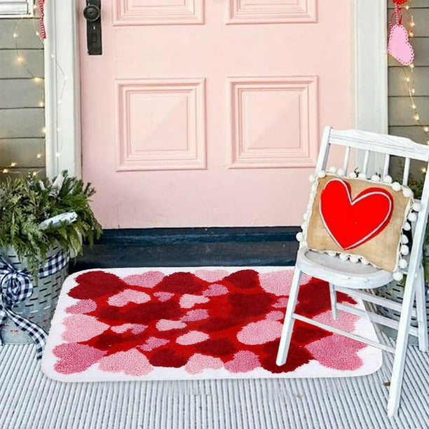 Apmemiss Valentine's Day Bathroom Rug Cute Valentines Door Mat Bath Mat for Love Shape Shower Mat Valentines Bathroom Decoration Heart Rug Non Slip Washable Bath Rug for Bathroom Shower Valentines