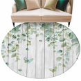 thumbnail image 2 of Eucalyptus Leaves Round Living Room Rugs 7 ft, Watercolor Green Leaf Wood Grain Washable Area Rug with Non-Slip Sturdy Edge Binding Round Carpet for Kitchen Office Bedroom, 2 of 9
