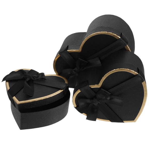 LOLIPPYY 1Set Elegant Heart Shaped Cardboard Box Black for Valentines Day Wedding Favors