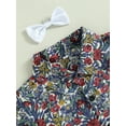 thumbnail image 5 of Bagilaanoe 2Pcs Toddler Baby Boys Overalls Shorts Set Flower Print Short Sleeve Shirt Tops with Bow Tie + Suspender Short Pants 12M 24M 3T 4T 5T 6T Kids Gentleman Formal Outfits, 5 of 8