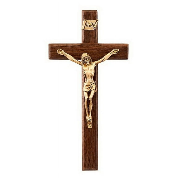 Jeweled Cross JC-636-K 6-1/4" Walnut Crucifix