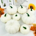 thumbnail image 3 of Set of 6 Artificial White Pumpkins, 3.5 Inch Decorative Foam Pumpkins for Fall, Halloween, Thanksgiving Decor, 3 of 7