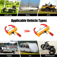 thumbnail image 5 of Universal Wheel Lock, Security Trailer Wheel Lock, Tire Lock Anti Theft for Trailers Golf Cart SUV Boat ATV Motorcycle Camper, 2 Packs with 6 Alike Keys (Yellow-Red), 5 of 6