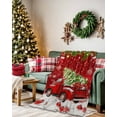 thumbnail image 2 of Christmas Tree Red Truck Flannel Blanket for Bed,Travel and Camping, Snowflake Xmas Ball Winter Super Soft Cozy Blanket for All Seasons 30"x 40", 2 of 6