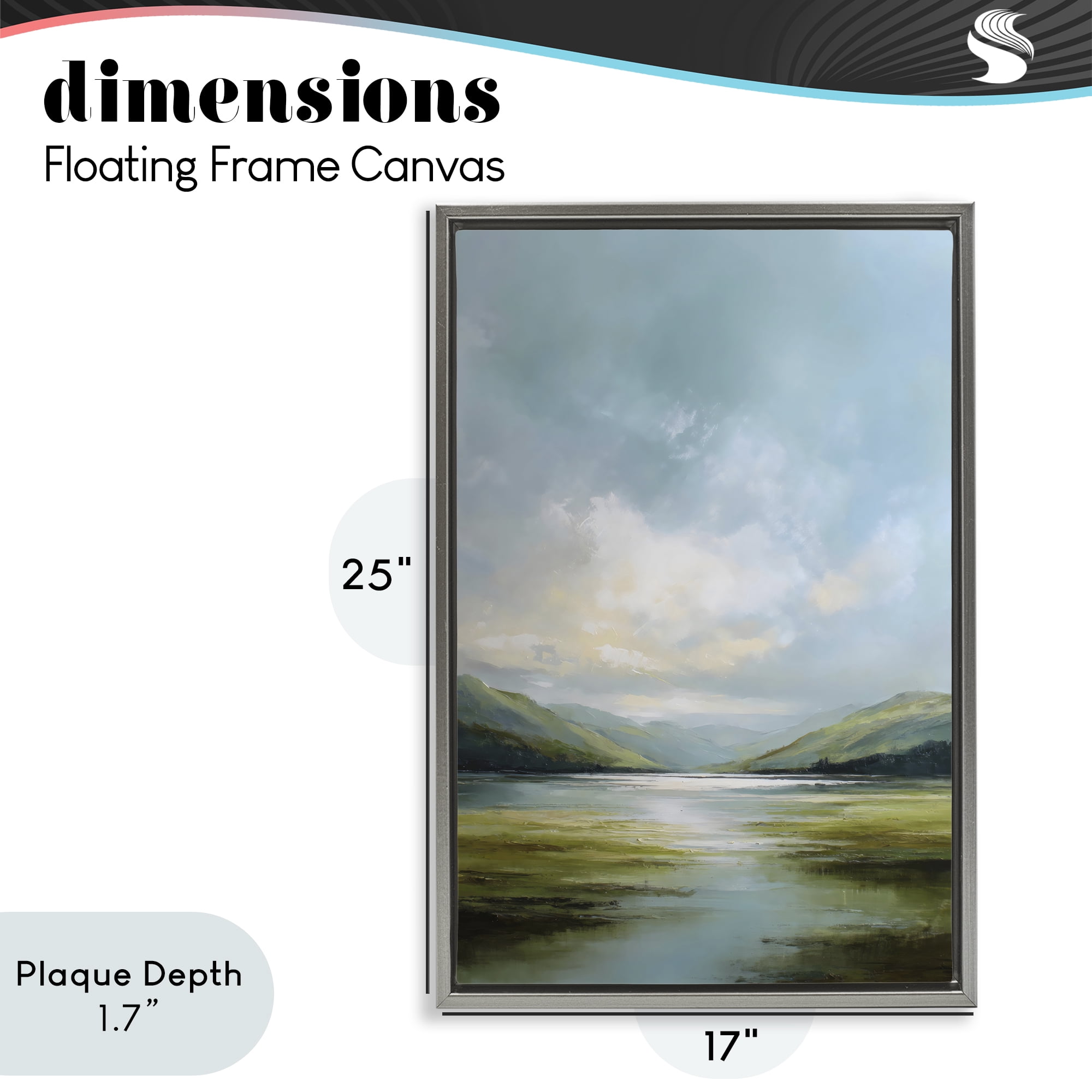 Stupell Industries Here Comes Sun over Valley Gray Framed Floater Canvas Wall Art, design by Petal Prints Design