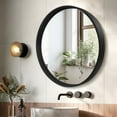 thumbnail image 4 of WallBeyond 24 inch Black Wood Frame Round Bathroom Vanity Mirror, Home Decor Wall Mirror, 4 of 8