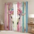 thumbnail image 2 of Feelyou Kawaii Sheep Skeleton Curtains Pack of 2 (42x84 Each), Blue Pink Rustic Cabin Curtains Blackout, Cute Cowgirl Cowboy Bedroom Curtains, Window Curtains Bedroom Decor, 2 of 6