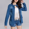 thumbnail image 5 of Viikei Womens Denim Jackets Plus Size Denim Jackets for Women Clearance Casual Turndown Collar Long Sleeve Loose Denim Jacket Coat, 5 of 9