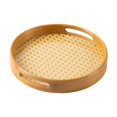 thumbnail image 3 of simhoa Bamboo Serving Tray with Handles Dinner Tray for Living Room Home Countertop Diameter 25cm, 3 of 8