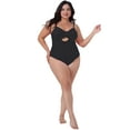thumbnail image 3 of DARING DIVA Plus Size Tummy Control Cutout High Waisted Swimwear 4X Black, 3 of 5