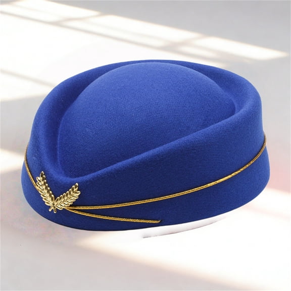 Kelon Women Retro Flight Attendant Hat, Felt Pillbox Uniform Cap, Fashion Vintage Headwear, One Size Berets
