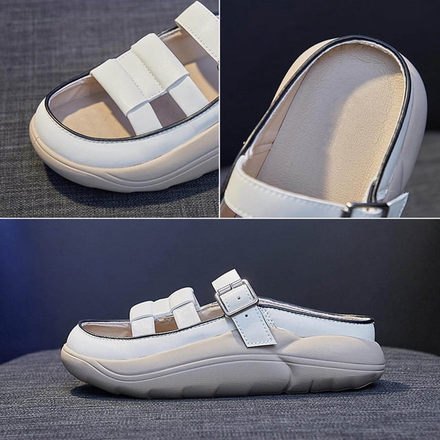 Dalazy Sandales à Enfiler pour Femmes Imperméables Douces Sandales Plates Chaussures de Sol 37 Blanc