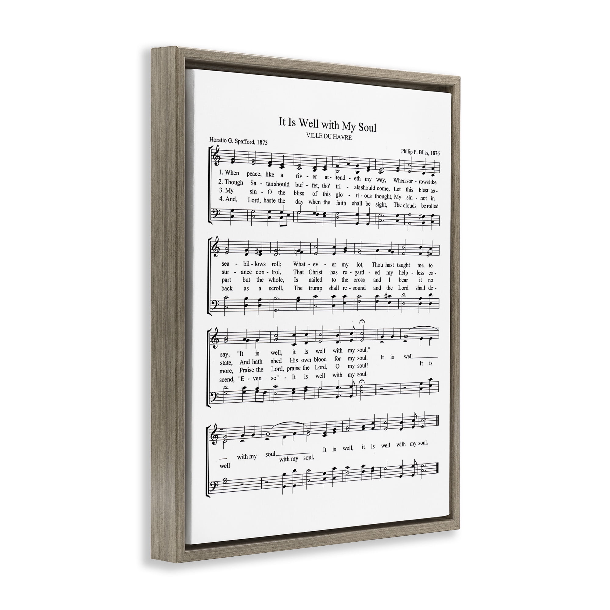 Stupell Industries Well With My Soul Sheet Music Beauty & Fashion Painting Brown Floater Framed Canvas Art Print Wall Art, 17 x 21