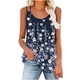thumbnail image 2 of Cagogo Ladies Spaghetti Strap Sleeveless Pleated Tank Tops Under $5 Going Out Floral Printed Scoop Neck Flowy Cami Tshirts Loose Fit Plus Size Tanks Outfits, 2 of 6