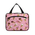 thumbnail image 2 of Travel Hanging Toiletry Bag with 4 Zipped Compartments Waterproof Makeup Accessories Spacious Cosmetic Bag Ice Cream Cones Pattern Medium, 2 of 9