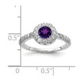 thumbnail image 3 of Solid 14k White Gold 5mm Amethyst Purple February Gemstone Checker Diamond Engagement Ring Size 7.5 (.36 cttw.), 3 of 4
