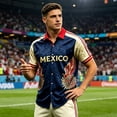 thumbnail image 4 of Mexico Jersey Soccer Shirts Short Sleeve Button Down Jerseys Casual Summer Tops for Sports Beach Tees, 4 of 5