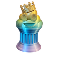thumbnail image 6 of King Poop Emoji Trophy - Fun Award & Gift - Handmade w/Additive Manufacturing - 6" inches Tall - Featuring a Solid Poop Emoji with a Crown, Secured on a Column Pillar - Funny Trophy (Rainbow), 6 of 6
