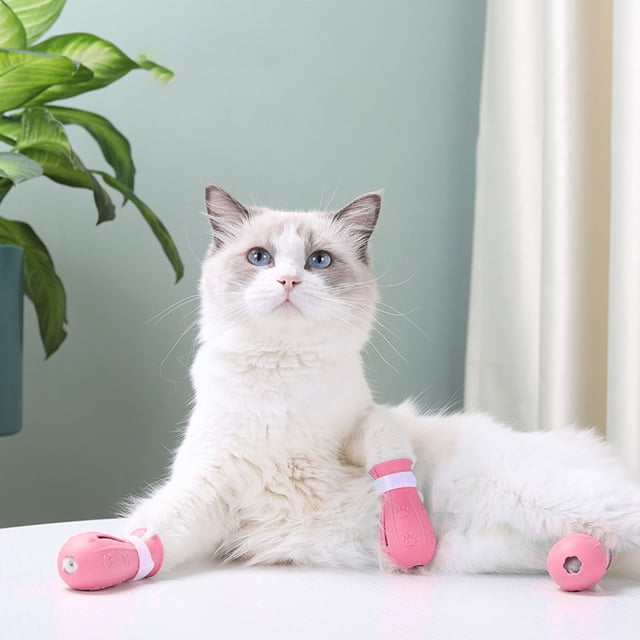 Botas Para Gatos, 4 Uds., Antideslizantes Y A Prueba De Arañazos, Cubierta Multifuncional Para Pies De Ducha Para Gatos, Para Bañarse Y Cortar Uñas En Familia