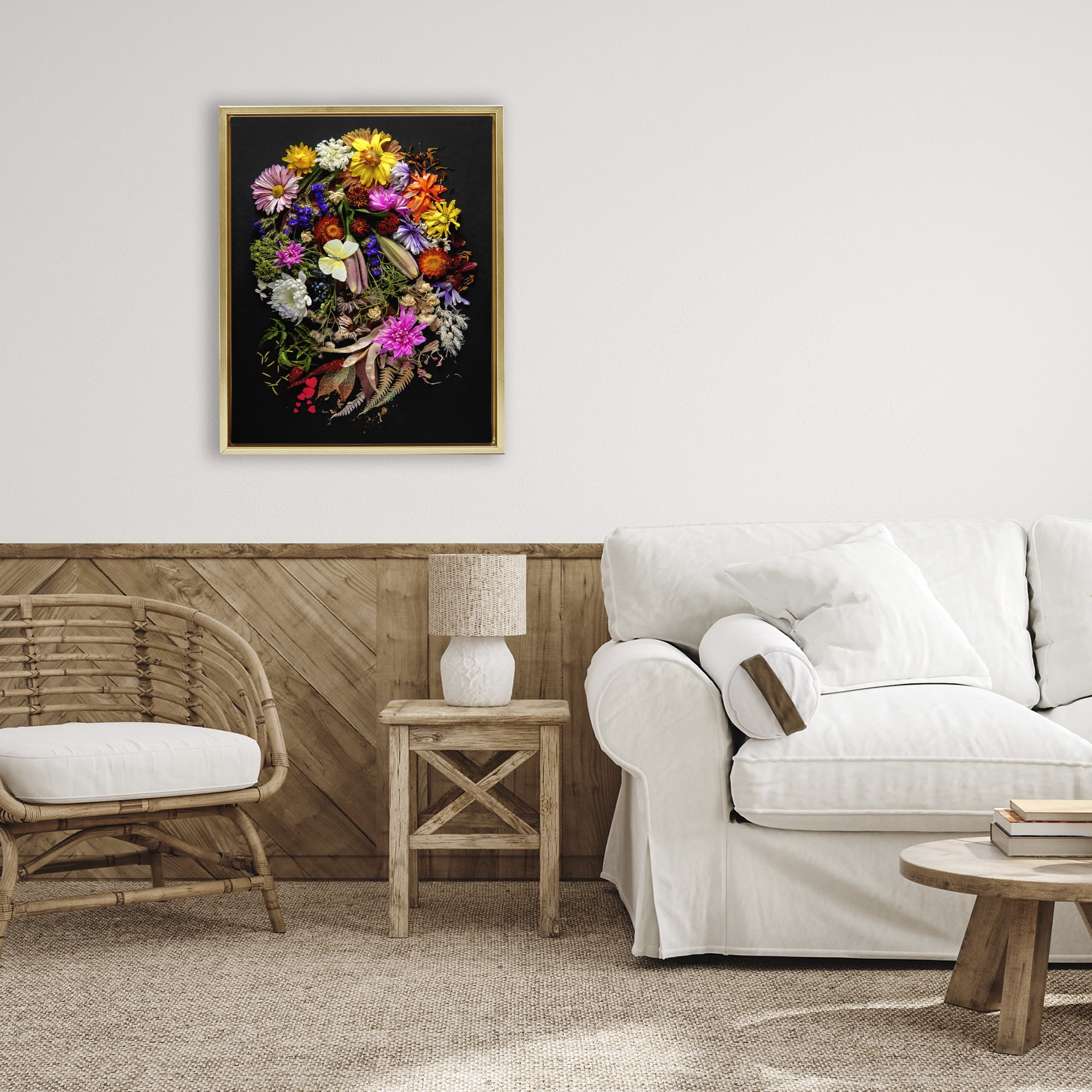 Stupell Industries November Flower Arrangement Gold Framed Floater Canvas Wall Art, design by Carl Kravats