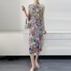 thumbnail image 3 of Vestido de fiesta plisado para mujer, elegante, de lujo, informal, largo, midi, vestidos de noche de lujo, estilo Koeran 2023, ropa femenina, vestido de una pieza, 3 of 5