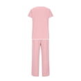 thumbnail image 3 of Besolor Womens Stripe Pajamas 2 Piece Nightwear Short Sleeve Side Split Tops and Pants Sleepwear Soft Pjs Sets, 3 of 9