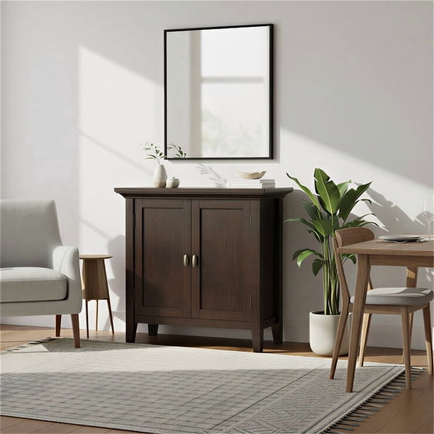 Redmond Solid Wood 32inch WideTransitional Low Storage Cabinet in