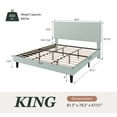 thumbnail image 6 of Amolife King Bed Frame, Platform Bed Frame with Upholstered Adjustable Headboard, Ice Blue, Nubby Fabric, 6 of 14