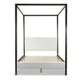 thumbnail image 4 of Aric Navy Blue Velvet Queen Bed with Contrasting Piping Accent, 4 of 5