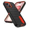 thumbnail image 4 of Case for iPhone 15 Plus/14 Plus, Heavy Duty Durable Military Grade Shockproof Protective Non-slip Kickstand Soft Silicone Hard PC 2 In 1 Hybrid Cover Case for iPhone 15 Plus/14 Plus, Black+Orange, 4 of 9