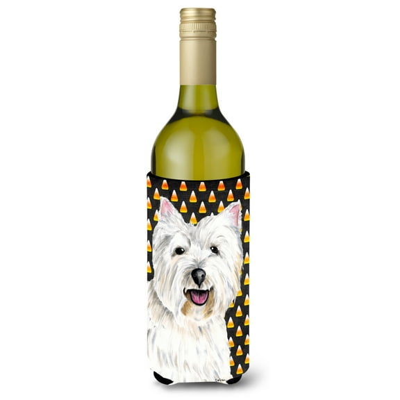 Westie Candy Corn Halloween Portrait Wine Bottle Hugger