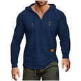 thumbnail image 3 of Namayuj Waffle Hoodies for Men Fall Solid Color Hooded Sweatshirt Trendy Pullover Tops Soft Long Sleeve Hoodie, 3 of 6