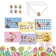 thumbnail image 2 of 12 Pack Easter Cards with Envelopes & Stickers, Happy Easter Greeting Cards Cartoon Bunny Card for Classroom Exchange, Spring Colorful Eggs Bunny Blank Card Holiday Supplies (Mix Color B), 2 of 4