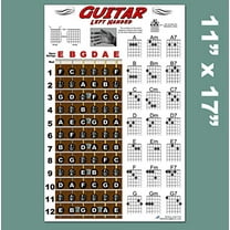 Left Handed Guitar Fretboard & Chord Chart - Instructional Poster for Left Hand Beginner 11"x17" Easy | A New Song Music