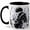 Black, variant on Manga Shadow Warrior Coffee Mug, Dark Fantasy Anime Mug, Gamer Birthday Christmas Gift for Men, Black Blue Energy Fighter Character Art, 11 oz White Ceramic Coffee Cup