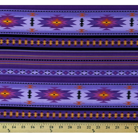Cotton Southwestern Tuscon Purple Aztec Cotton Fabric Print by the Yard (201PURPLE)