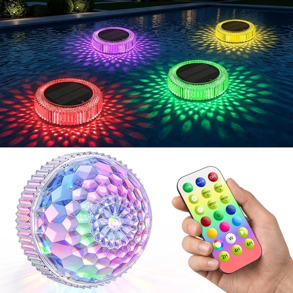Pool Lights, Rechargeable Underwater Pool Lights with Remote, Color Changing Led Pool Light for Inground Above Ground Pool Waterproof, Floating Led Lights for Swimming Pool, Pond, Hot Tub