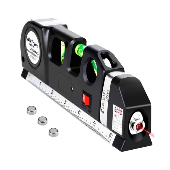 Laser Level, 3-in-1, ABS, Cross Line, Measuring Tape, Metric Ruler, for Wall Installation
