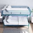 thumbnail image 3 of Kacho Metal Bunk Bed, Twin Over Twin Bunk Bed with Safety Full-Length Guardrail and 2 Ladders, Space Saving Bunk Bed for Adults Teens, Twin Bunk Bed for Bedroom, Dorm, Easy Assembly, Noise Free, Blue, 3 of 7