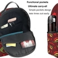 thumbnail image 5 of Lsque Hot Chili Pattern Backpack – School Travel Canvas Daypack with Ergonomic Padded Straps, Multiple Compartments & Leather Handle, 5 of 5
