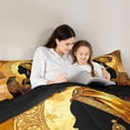thumbnail image 4 of Castle Fairy Mosaic African Woman Holding Vase Twin Comforter Sets 2pcs,Geometric Gold Halo Pattern Bedding Set,Brown Blue Red,Black Reversible,1 Comforter and 1 Pillowcase, 4 of 6