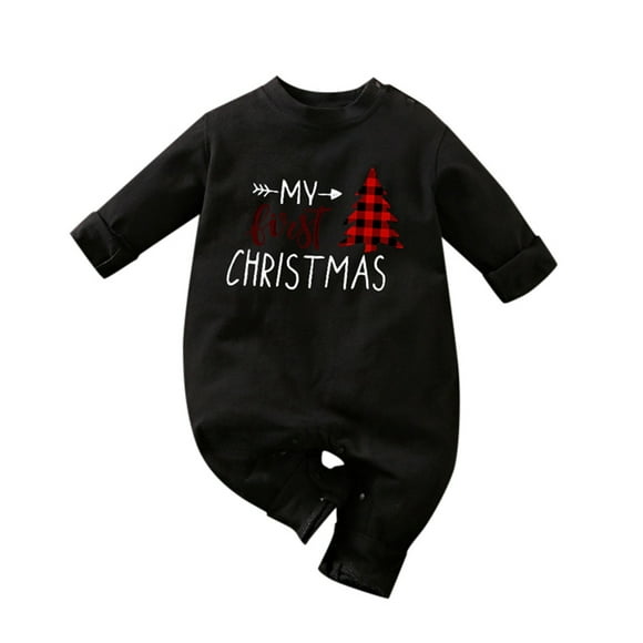 YOUSNH Baby Christmas Outfit Girls Boys Print Romper Long Sleeve Jumpsuit Bodysuit Baby Kids Bodysuits BK2 0-3 Months