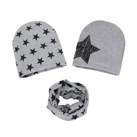

Hat For Kids 3Pc Toddler Baby Autumn Winter Hat Cap Stars Prints Hats Kids Scarf Collars Sets