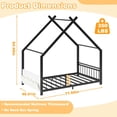 thumbnail image 3 of UHOMEPRO Twin Montessori Floor Bed for Kids and Toddler, Low Profile House Bed with Guardrails and Bookcase, Easy Assembly, Black, 3 of 7