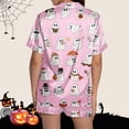 thumbnail image 4 of CQXIDFH Pajamas for Women Plus Size Halloween Pumpkin Print Short Sleeve Button Top and Shorts Set Cute Sleepwear Pjs Lounge Set, 4 of 8