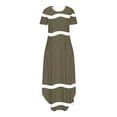 thumbnail image 4 of Annhoo Robe Maxi d'Été pour Femmes Rayée Imprimée Ourlet Irrégulier Manches Courtes Col Rond Robe Décontractée Tendance avec Poche, 4 of 6