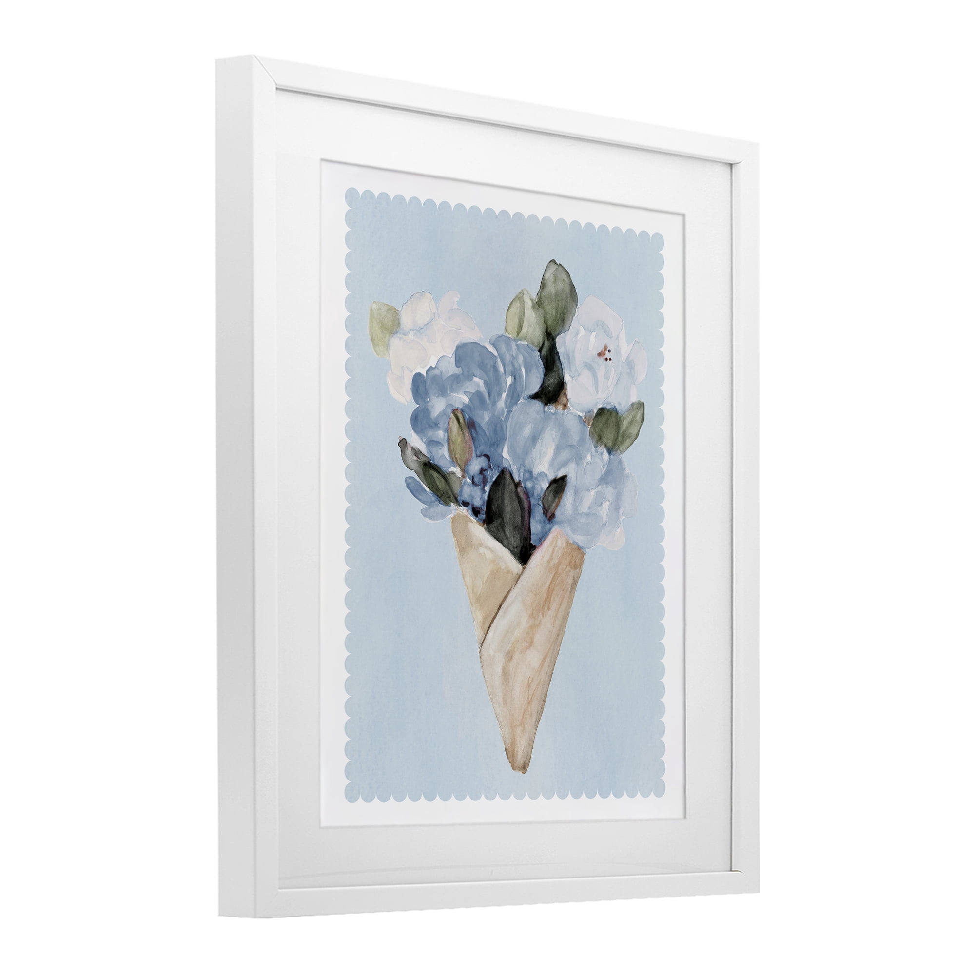 Stupell Industries Blue Gift Bouquet White Framed Print Under Glass, design by Lanie Loreth