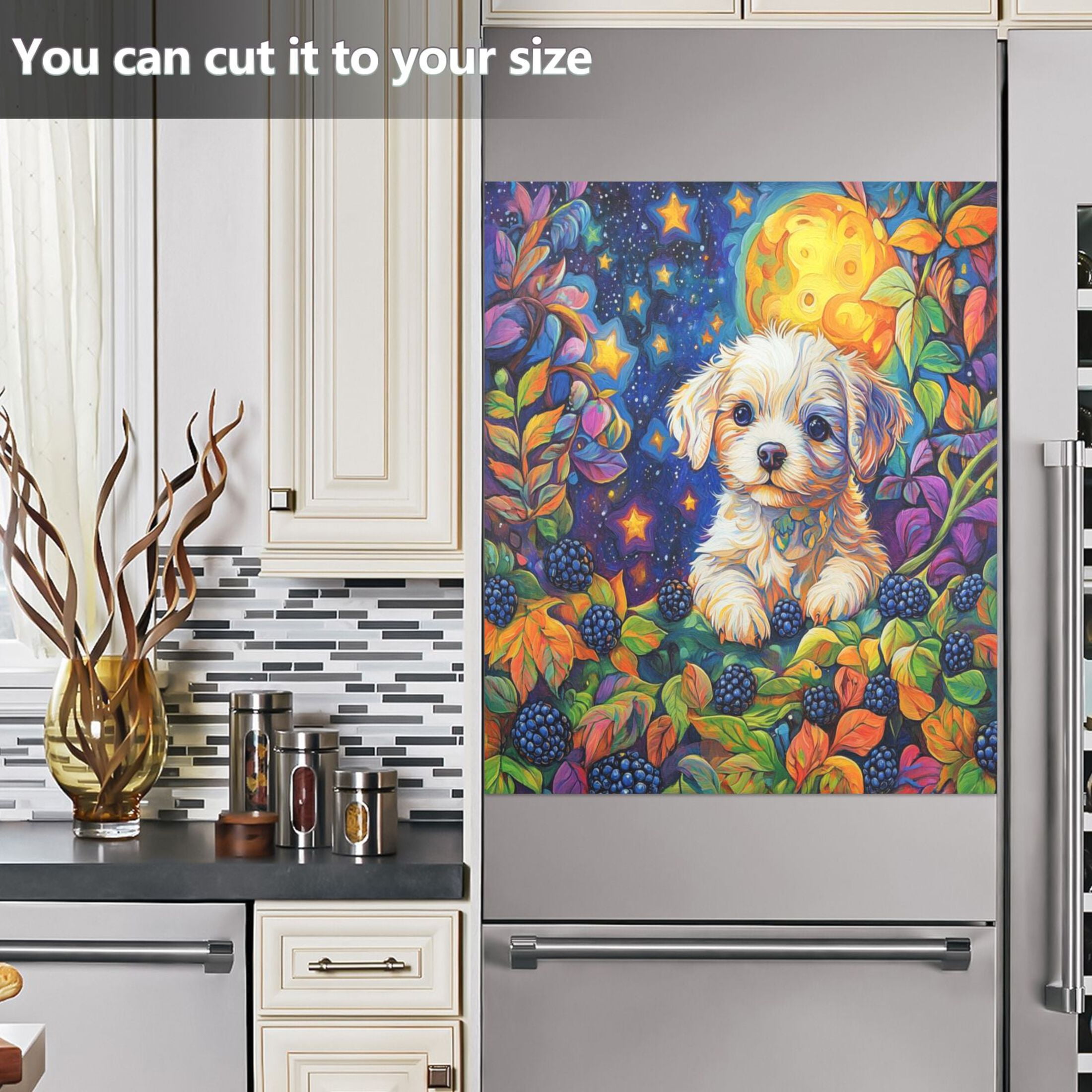 Dishwasher Magnetic Sticker 23x26 Inch Refrigerator Magnetic Sticker Washing Machine Magnetic Sticker Kitchen Panel Magnetic Sticker Home Decor Pretty White Dog